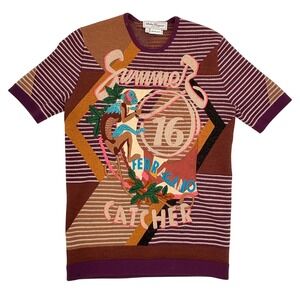 Salvatore Ferragamo Embroidered Wool Sweater M‎ Italy Statement Knit